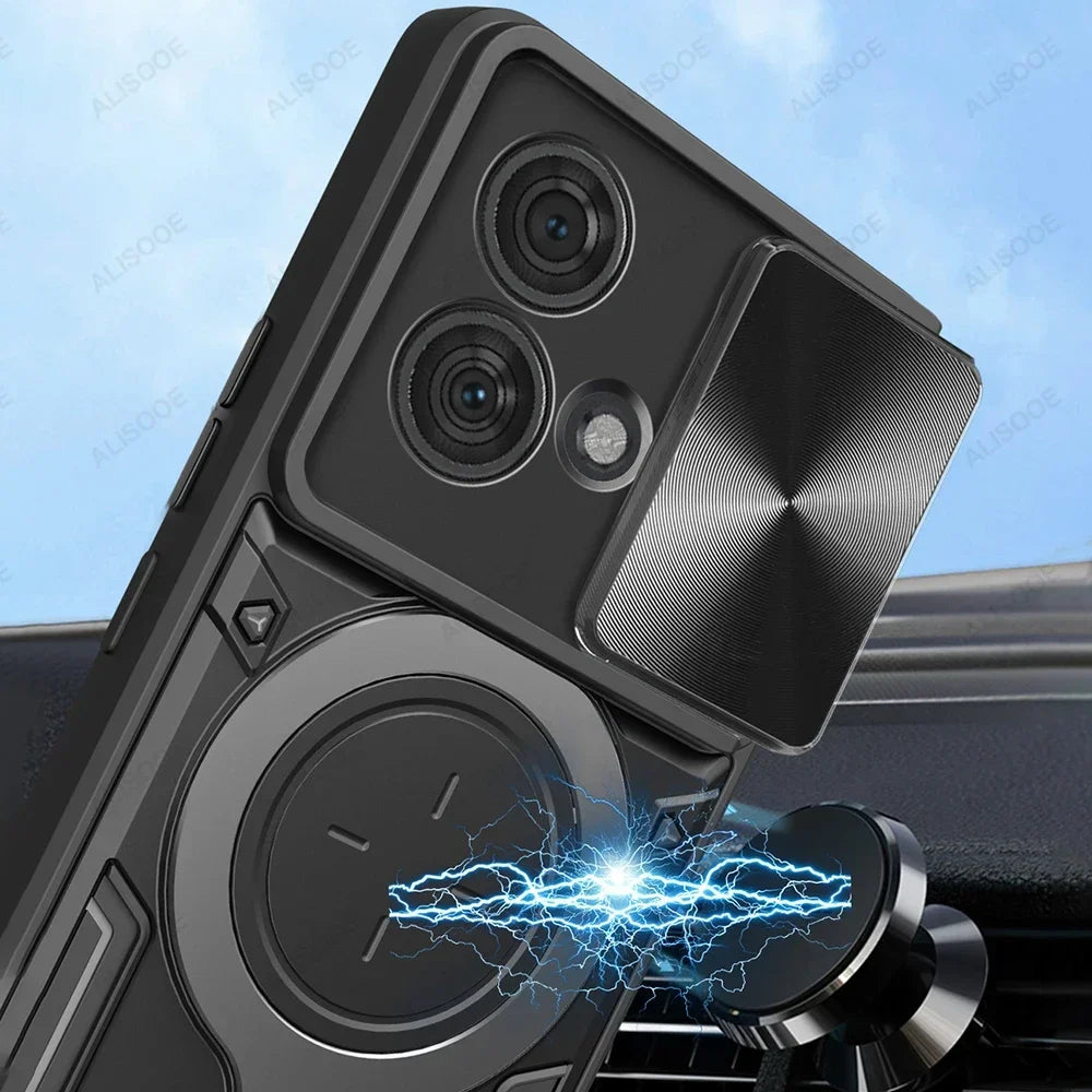 Deksel til Motorola Edge 40 Neo Case Slide Camera Magnetic Stand Cover for Moto Edge 40 Pro G84 G54 G14 G13 G23 G53 Funda