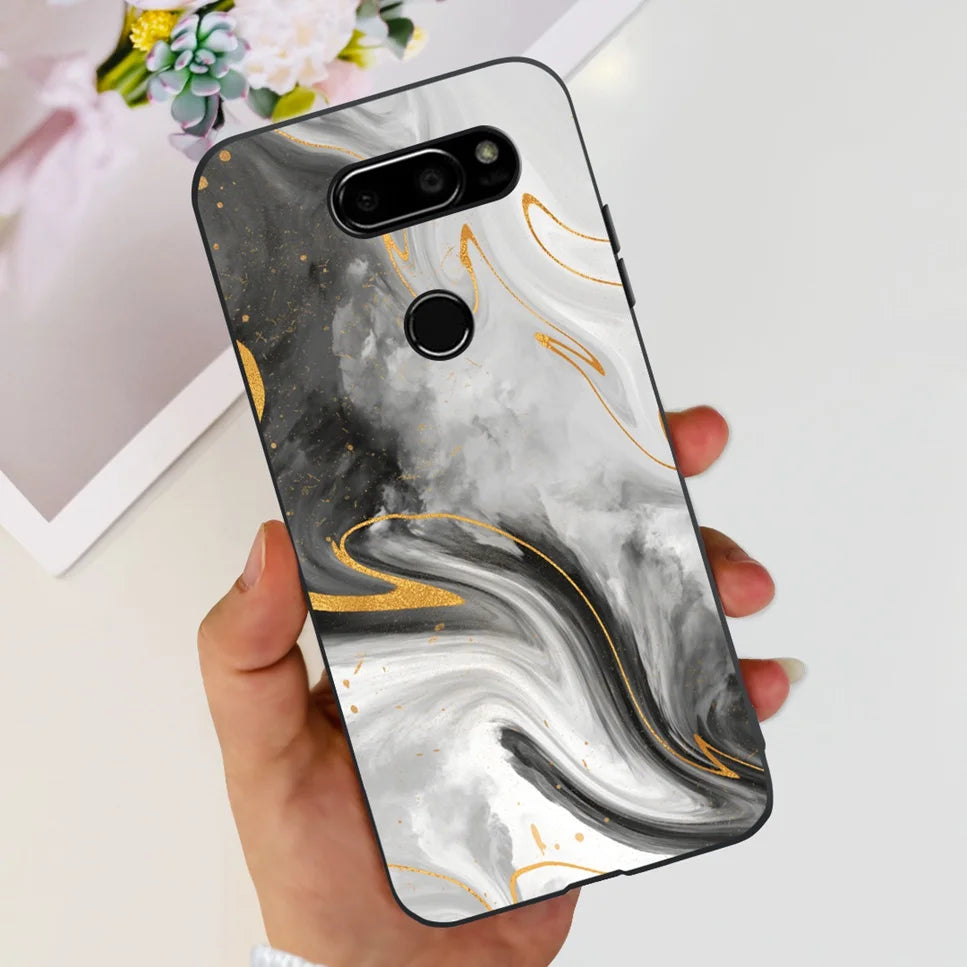 Deksel til LG V30 2017 Case Cute Cartoon Print Flower Soft Silicone TPU Black Cover For LG v30 H930 6.0" Bumper Phone Case Funda