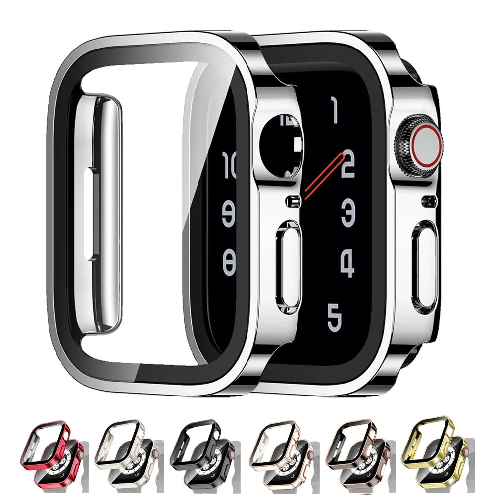 Deksel til Apple Watch Series 5-9, SE & Ultra - Deksel med skjermbeskytter i herdet glass