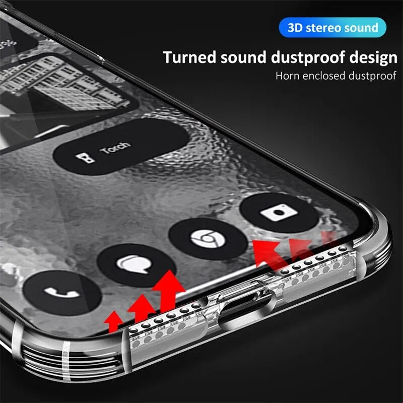 Deksel til NothingPhone2 Case + Camera Lens Screen Protector Tempered Glass For Nothing Phone (2) Phone2 Two 5G Soft TPU Protect Funda