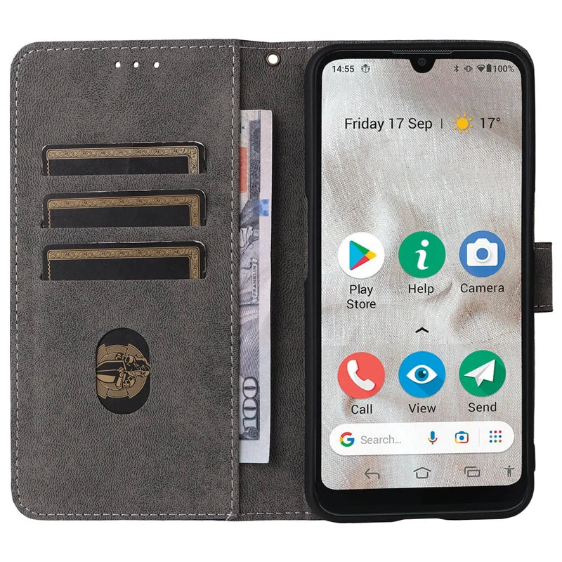 Deksel til Doro 8100 Protective Business Leather Magnetic Phone Case for Doro 8200 Phone Case