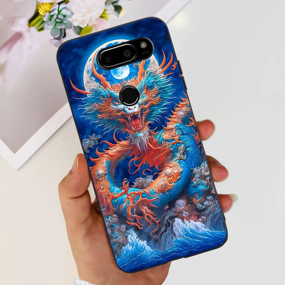 Deksel til LG V30 2017 Case Cute Cartoon Print Flower Soft Silicone TPU Black Cover For LG v30 H930 6.0" Bumper Phone Case Funda