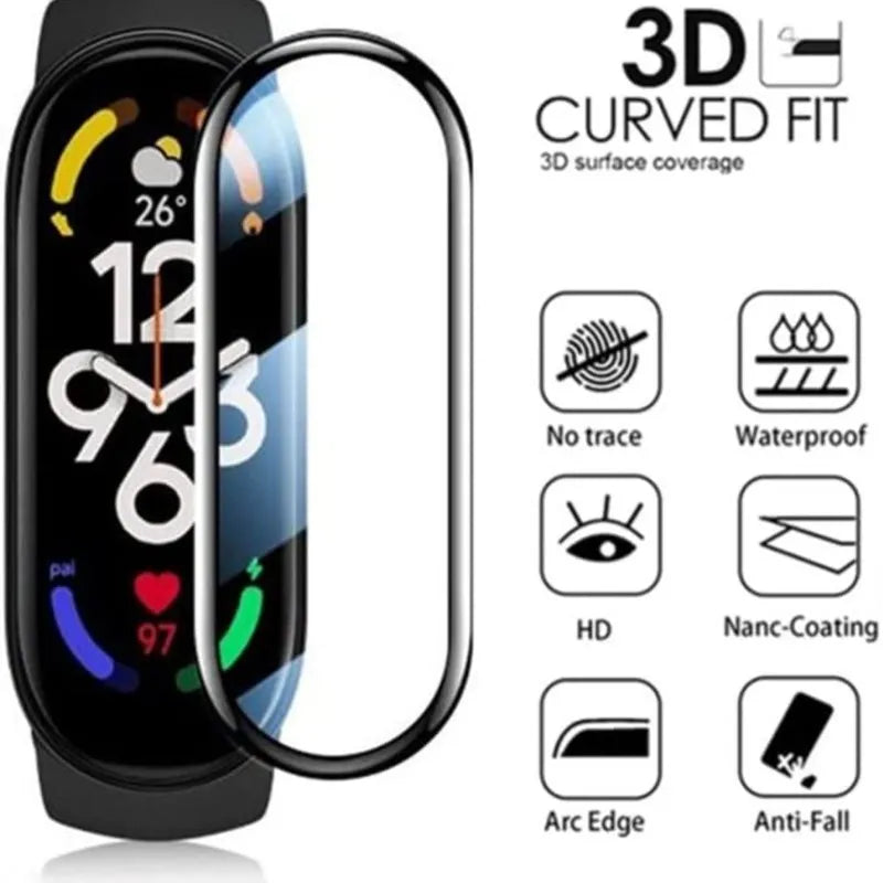 Deksel til Xiaomi Mi band 6 7 Miband Soft Glass Protective Smart Watch xiaomi mi band 5 4 3 Film
