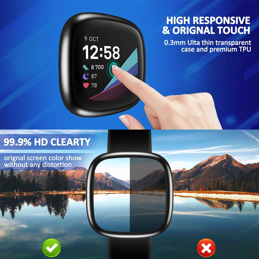 Deksel til Fitbit Versa 4 og Sense 2 heldekkende skjermbeskyttelse