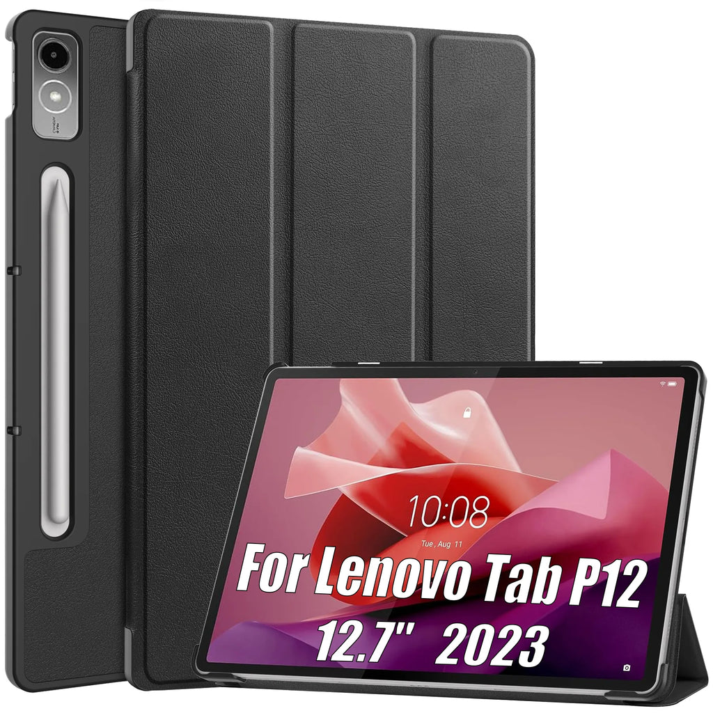 Deksel til Lenovo tab P12 12.7 inch 2023 Tablet Light Thin Tri-Folding Stand Leather Tablet Cover for Xiaoxin Pad Pro 12.7 TB371FC