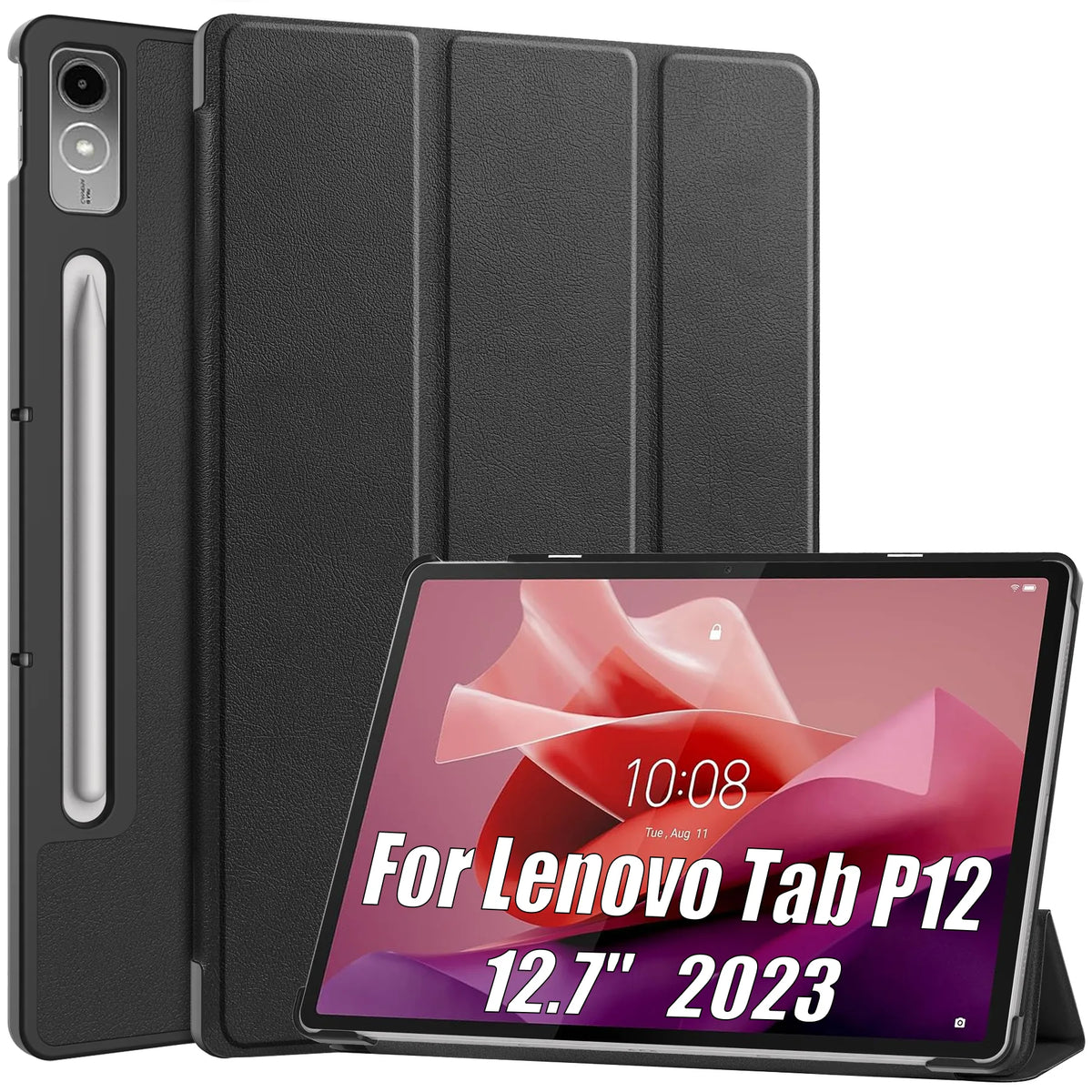 Deksel til Lenovo tab P12 12.7 inch 2023 Tablet Light Thin Tri-Folding Stand Leather Tablet Cover for Xiaoxin Pad Pro 12.7 TB371FC