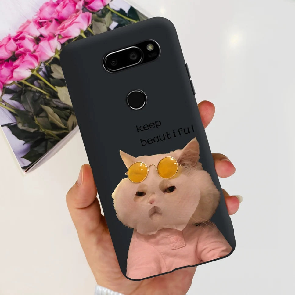 Deksel til LG V30 2017 Case Cute Cartoon Print Flower Soft Silicone TPU Black Cover For LG v30 H930 6.0" Bumper Phone Case Funda