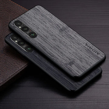 Deksel til Sony Xperia 1 V 10 V 5 V funda bamboo wood pattern Leather phone cover Luxury coque for sony xperia 1 v case