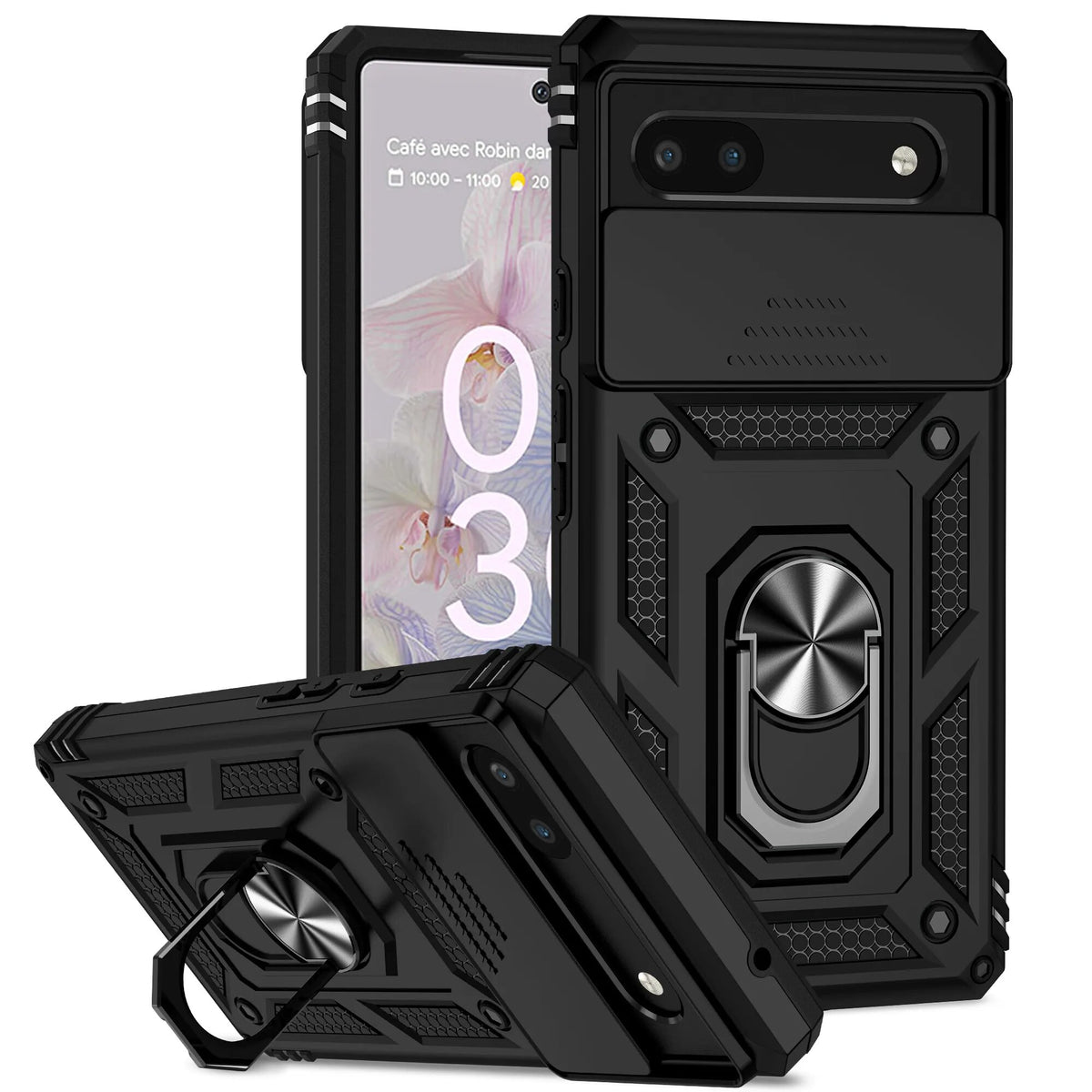 Deksel til Google Pixel 6A 6 7 Pro Metal Ring Holder Camera Lens Protection Back Cover
