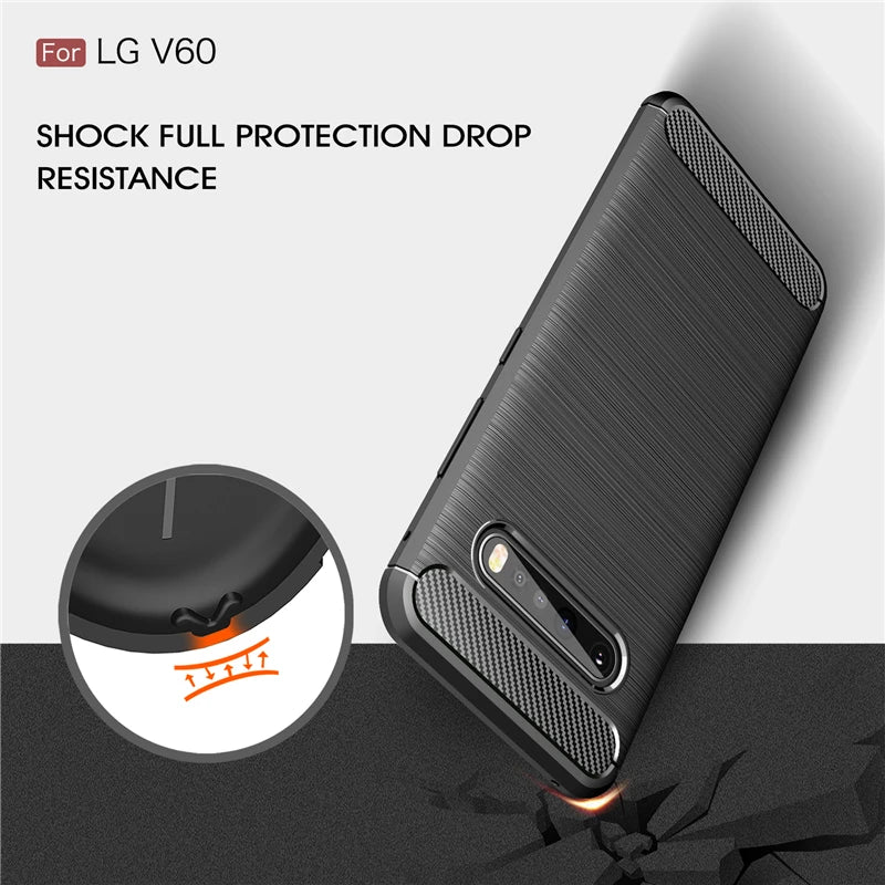 Deksel til LG V60 ThinQ 5G Case For LG V60 ThinQ 5G Anti-knock Rugged Armor Cover Silicone Phone Bumper Case For LG V60 ThinQ 5G Cover
