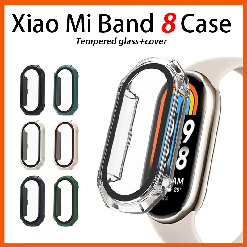 Deksel til Xiaomi Mi Band 8 PC-bumper med HD-skjermbeskytter
