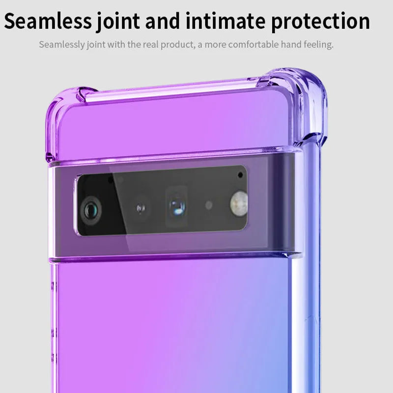 Deksel til Google Pixel 8 4A 4XL 5A 6A 6 7 Pro 5G Ultra-Thin Gradient TPU Silicone Four Corners Anti-Drop Cover