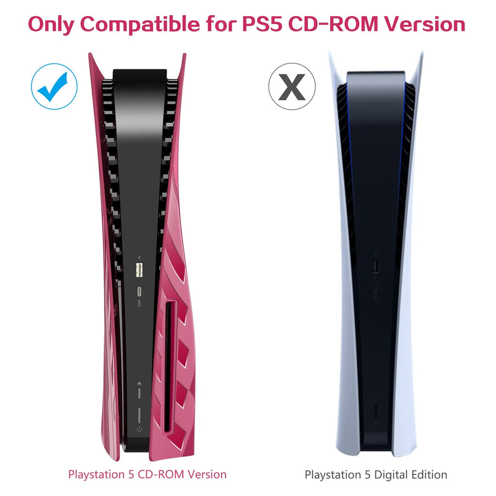 Deksel til PS5 Faceplate Cover Case Skin for PS5 Console, PS5 Black Side Plates Shell for Playstation 5 Disc Edition