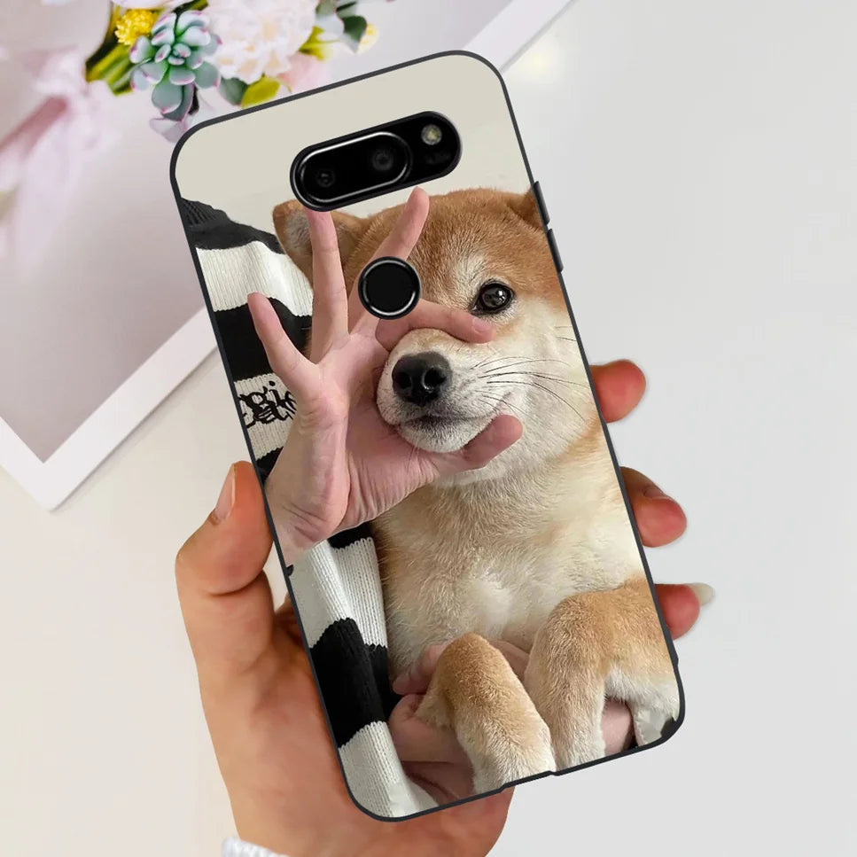 Deksel til LG V30 2017 Case Cute Cartoon Print Flower Soft Silicone TPU Black Cover For LG v30 H930 6.0" Bumper Phone Case Funda