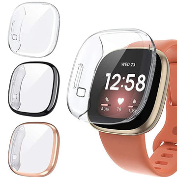 Deksel til Fitbit Versa 2/Versa 3 Cover Bumper Full Cover Soft TPU Plated Case For Ftibit Sense Shell