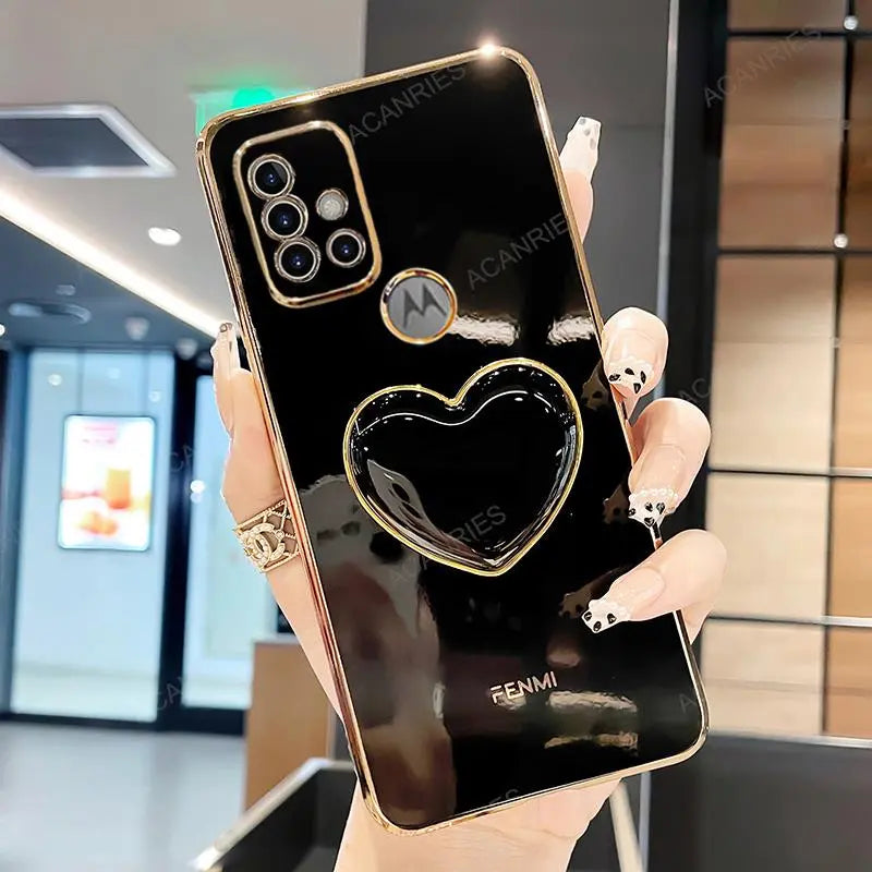 Deksel til Motorola Moto G60 G50 G30 G20 G10 G9 G8 Play E7 Plus Power 5G E20 Plating Stand Silicon Cover