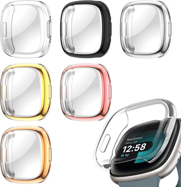 Deksel til Fitbit Versa 4 Soft TPU Screen Protector Cover For Fitbit Versa 3/Sense/Sense 2 Protective Cover