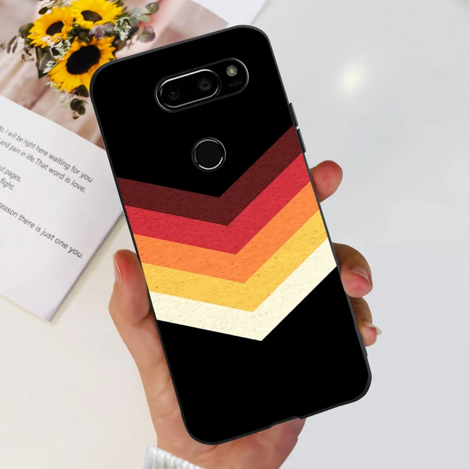 Deksel til LG V30 2017 Case Cute Cartoon Print Flower Soft Silicone TPU Black Cover For LG v30 H930 6.0" Bumper Phone Case Funda