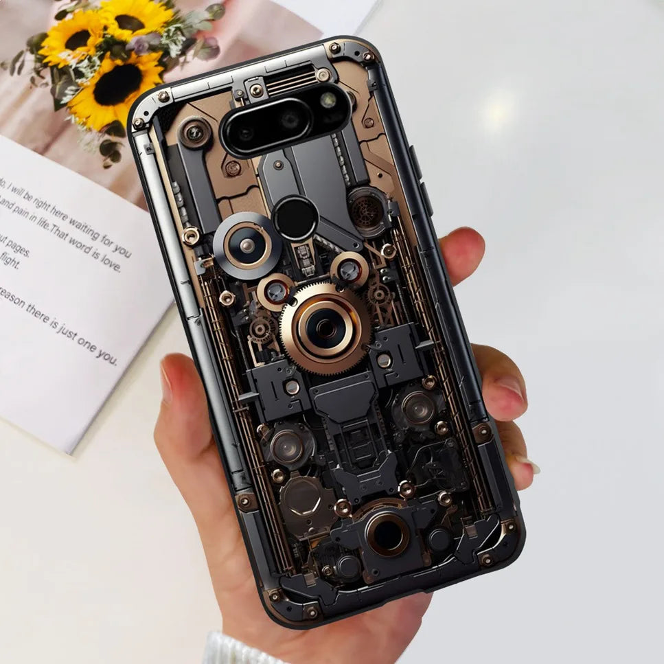 Deksel til LG V30 2017 Case Cute Cartoon Print Flower Soft Silicone TPU Black Cover For LG v30 H930 6.0" Bumper Phone Case Funda