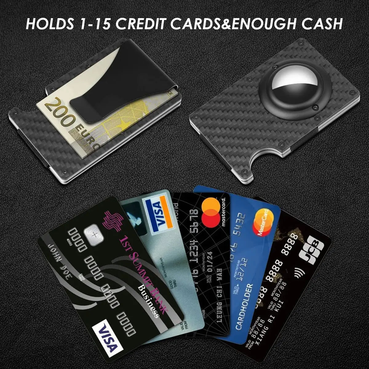 Deksel til Apple AirTag Apple Card holder Rfid Aluminum deksel Metal Wallet Credit ID Men Slim Business Cardholder Cash Strap Apple AirTag Carbon Fiber