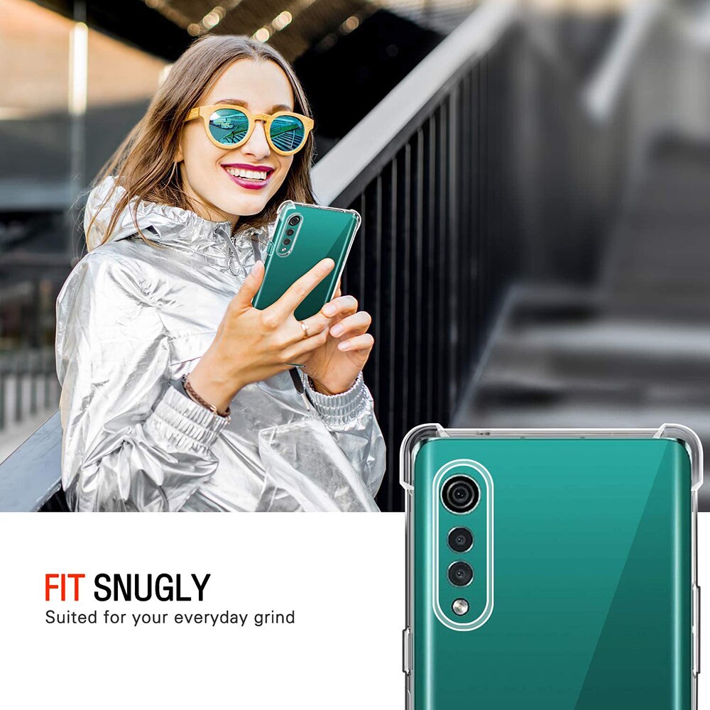 Deksel til LG Velvet 5G,Shockproof Clear Silicone Case For LG Stylo 6 5 K71 K61 K50 Q60 K50S K22 K42 5G Soft TPU Back Phone Cover