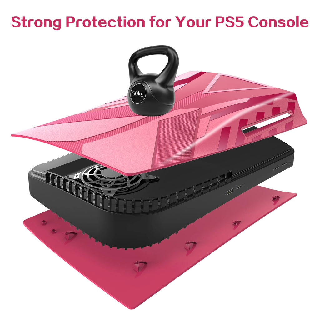 Deksel til PS5 Faceplate Cover Case Skin for PS5 Console, PS5 Black Side Plates Shell for Playstation 5 Disc Edition