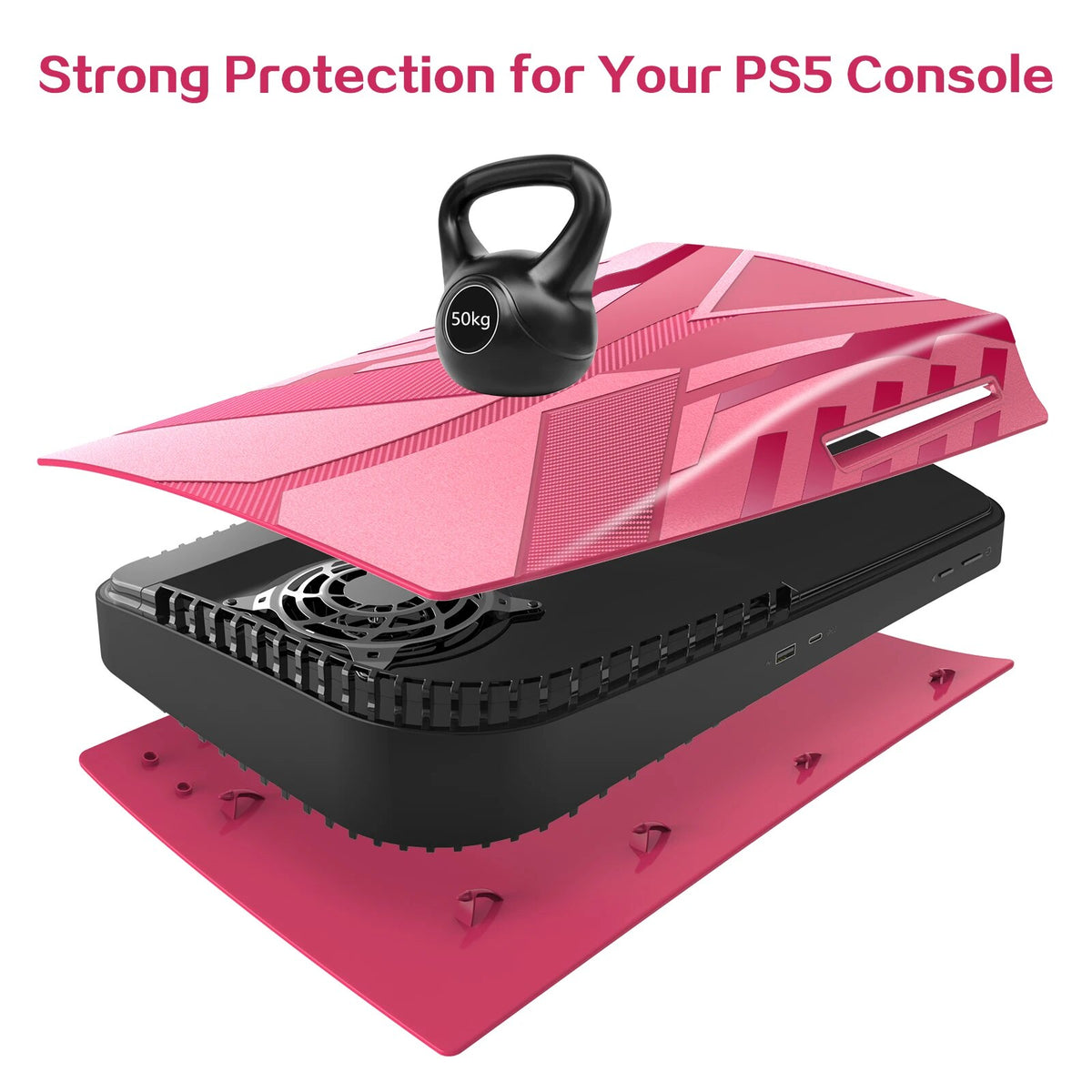 Deksel til PS5 Faceplate Cover Case Skin for PS5 Console, PS5 Black Side Plates Shell for Playstation 5 Disc Edition