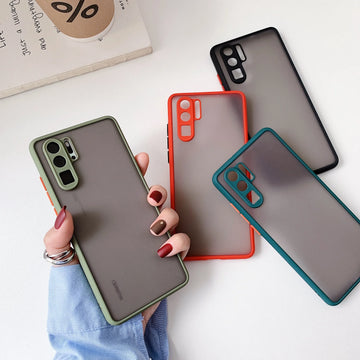 Deksel til Huawei P20 P30 P40 Mate 20 Pro Honor 20 Matte Translucent Shockproof Back Cover Case