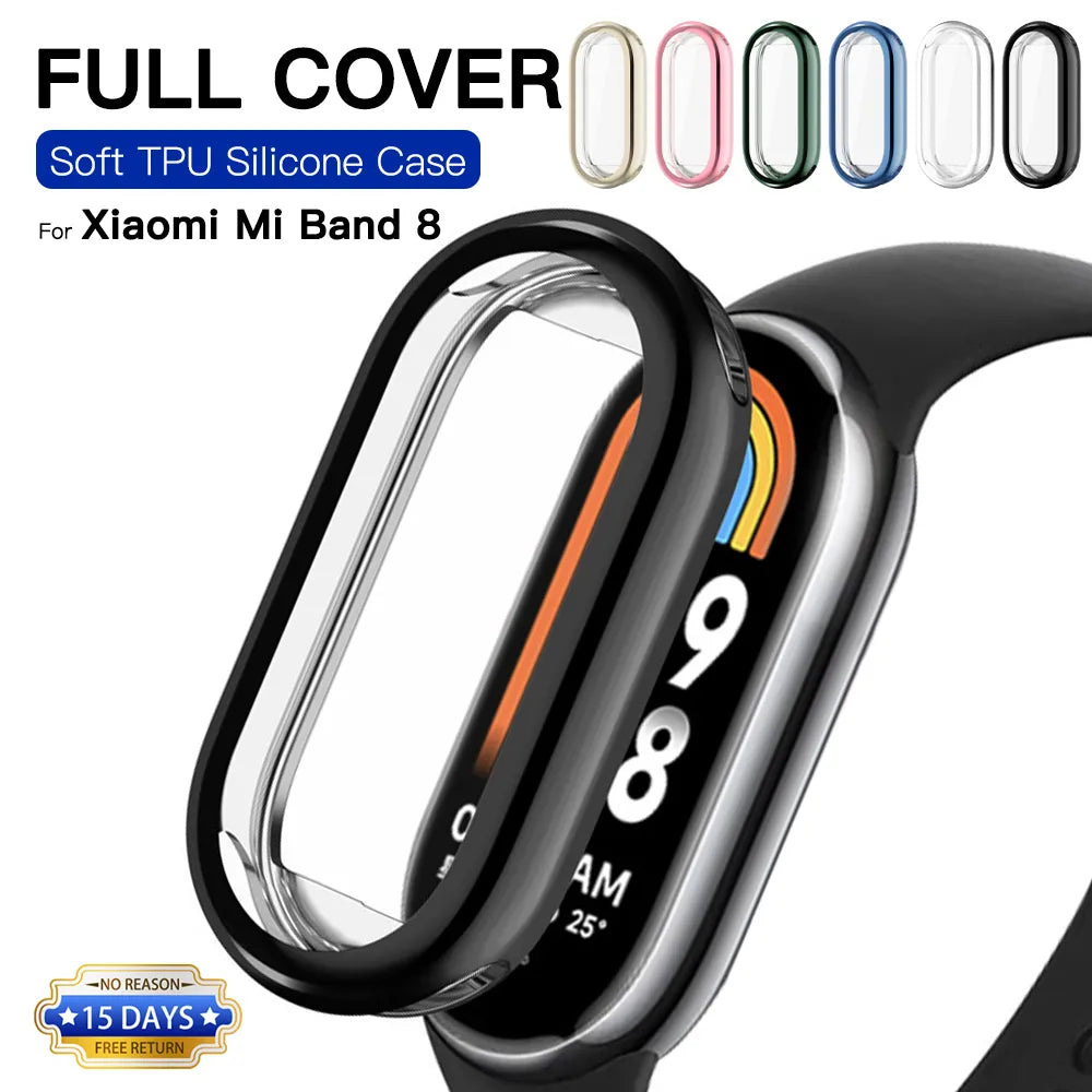 Deksel til Xiaomi Mi Band 8 deksel Full skjermbeskytter Shell Bumper Plated Cases For Mi Band 8 smart watch