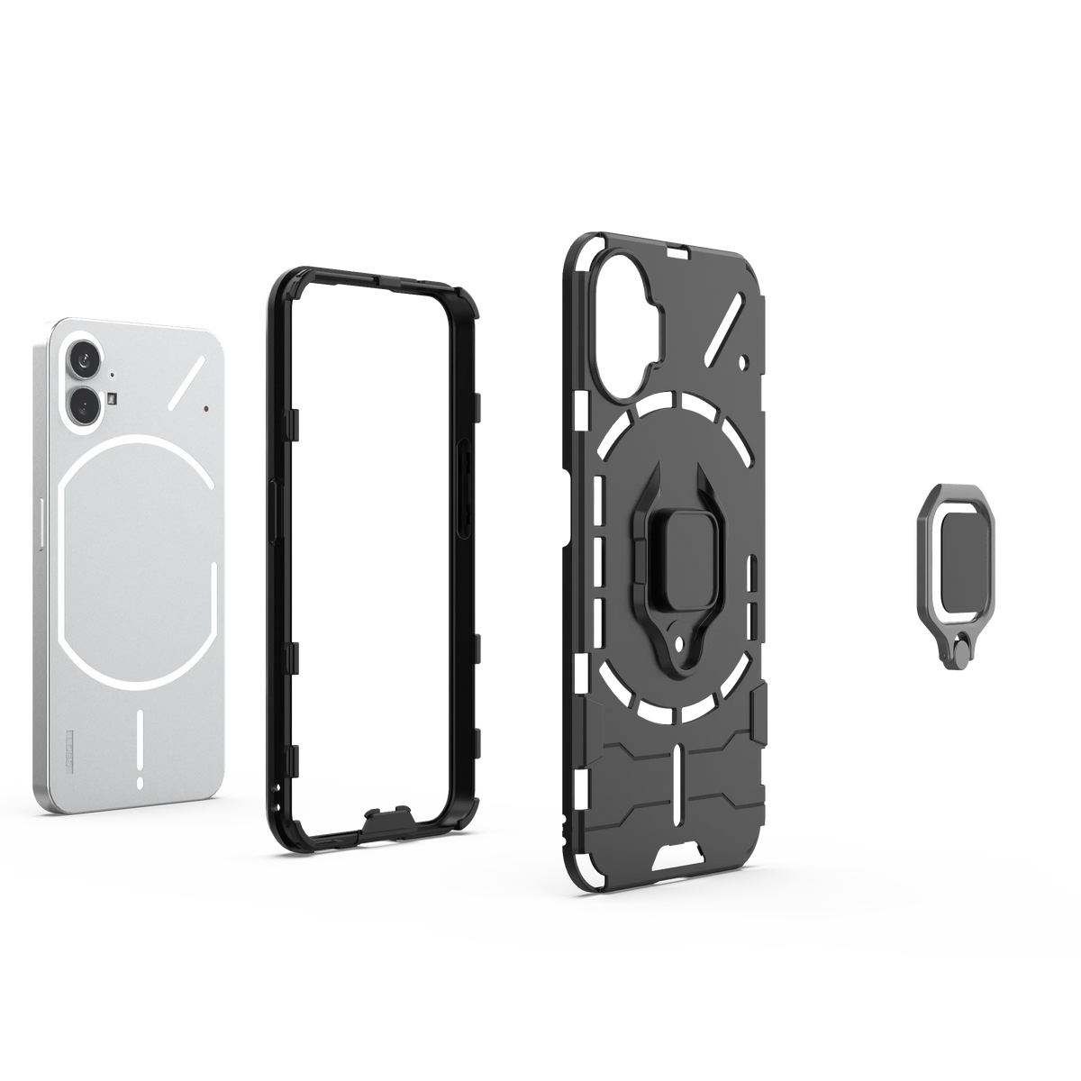 Deksel til Nothing phone 1 one (1) Case Car Magnetic Holder Protect Ring Stand Shell nothingphone 1 6.55in