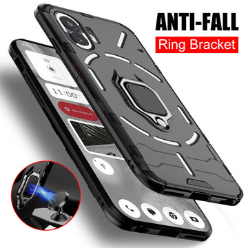 Deksel til Nothing Phone 2 1 Silicone + PC Metal Ring Stand Phone Back Cover for Nothing Phone 2 1