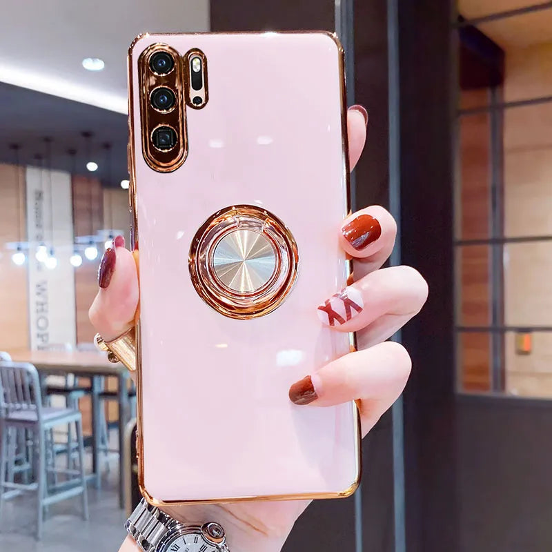 Deksel til Huawei P30 Pro P20 Mate 20 P40 Honor 20 30 Pro Nova 5T Phone Soft Magnet Cover With Ring Holder