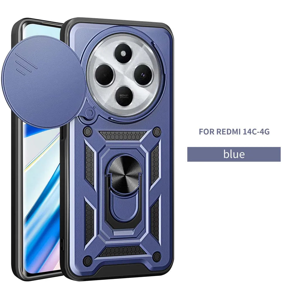 Deksel til Xiaomi Redmi 14C 4G Car Holder Phone deksel For Redmi 14C Camera Lens Protection Fundas