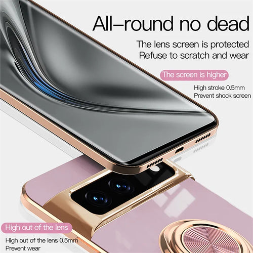 Deksel til Google Pixel 8 7 Pro 7A 6A 5A Metal Ring Magnetic Holder Stand Soft Back Cover