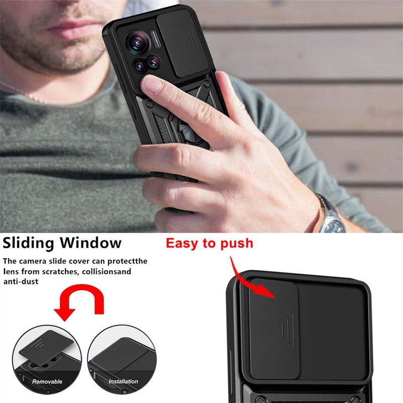 Deksel til Motorola Moto Edge 30 40 Neo Ultra Lite Fusion S30 X30 Pro E13 Case Cover Push Window Lens Coverage Ring Bracket Etui