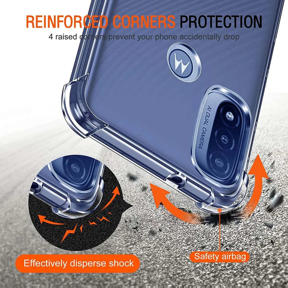 Deksel til Moto E20 E30 E40 E22 E22i E22s E32 E32s Thick Shockproof Soft Silicone Phone Cover for Motorola E7 Plus E6s 2020