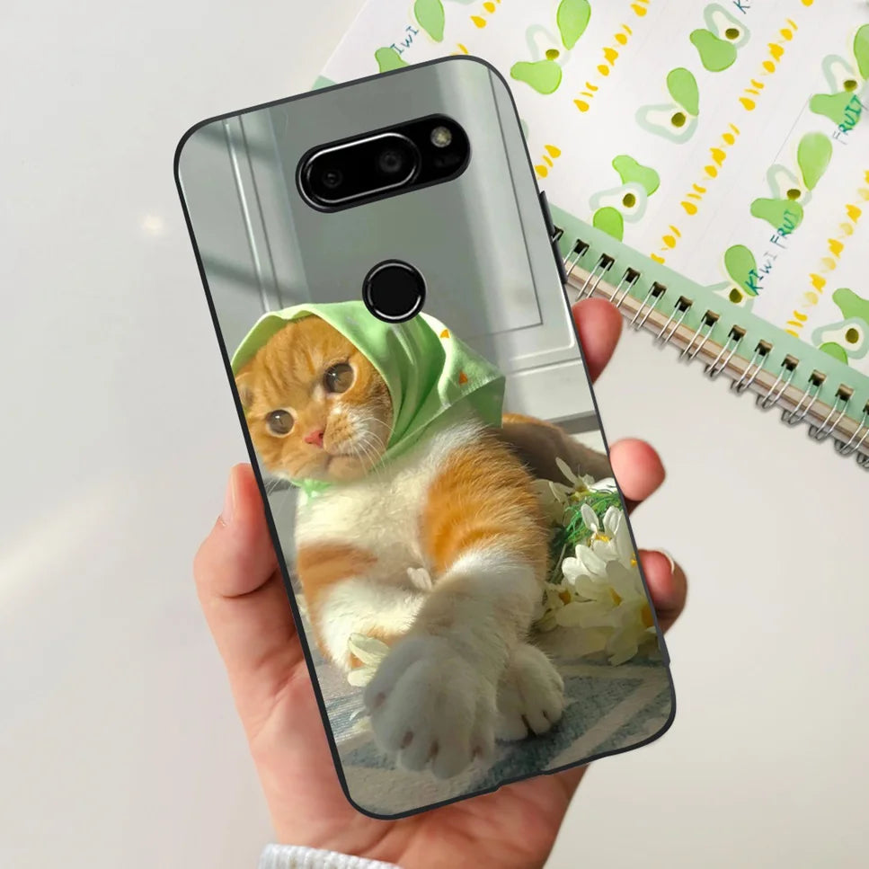 Deksel til LG V30 2017 Case Cute Cartoon Print Flower Soft Silicone TPU Black Cover For LG v30 H930 6.0" Bumper Phone Case Funda