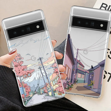 Deksel til Google Pixel 7a 7Pro 6a 6 6Pro 5G Clear Scenery Covers Fundas Skin