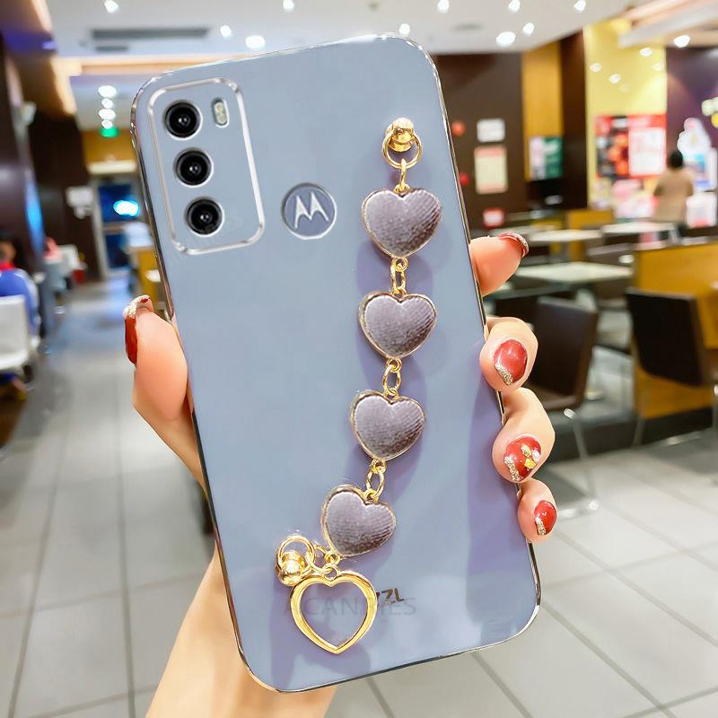 Deksel til Motorola Moto G60 G30 G20 G10 G50 4g G22 G23 G52 G8 G9 Plus E7 Chain Plating Silicone Cover
