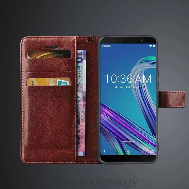 Deksel til ASUS Zenfone Max Pro (M1) ZB601KL ZB602KL Pu Leather Flip Cover Retro Wallet Case Fundas Coque