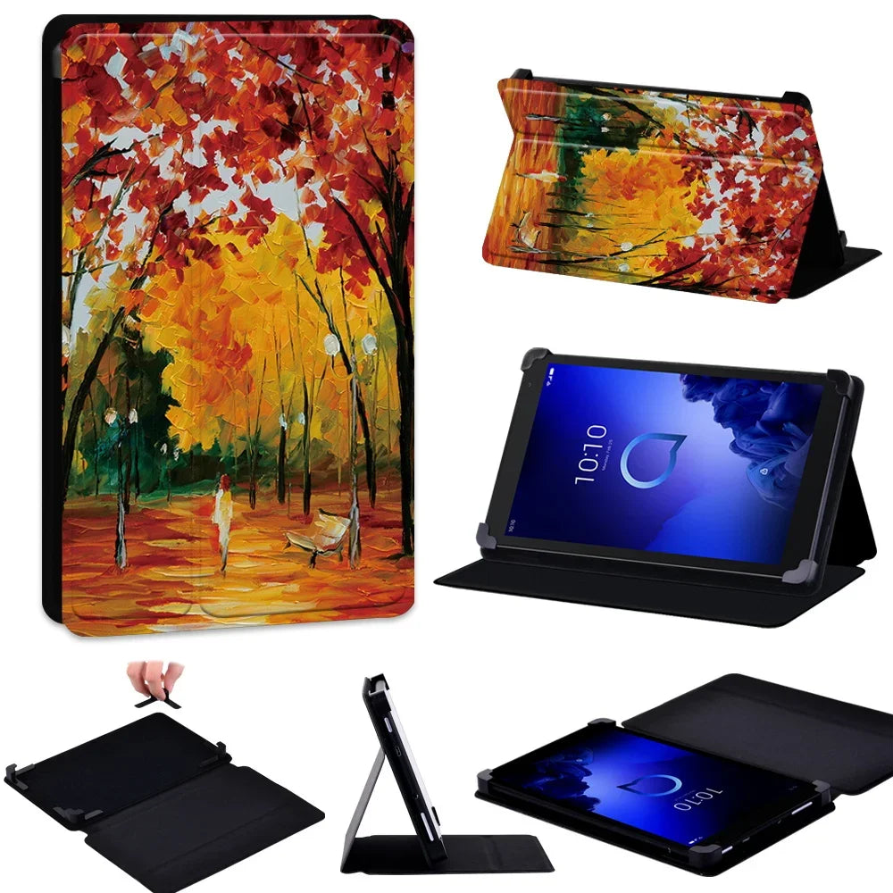 Deksel til Alcatel 1T 10"/Alcatel 1T 7"/3T 10"/3T 8" Tablet Case Universal Pu Leather Stand Adjustable Size Anti-fall Protective Cover