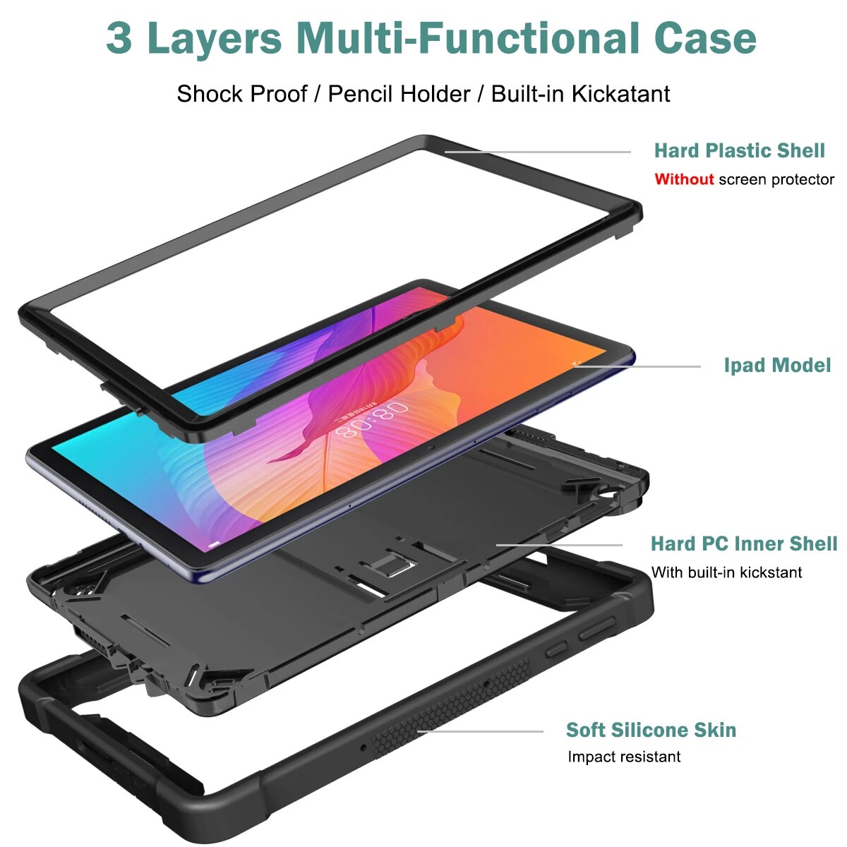 Deksel til Huawei MatePad T10s AGS3-W09 AGS3-L09 AL00 AGS3K-L09/W09 Heavy Duty Rugged Shockproof Matepad T10 AGR-W09 AGR-L09 Coque
