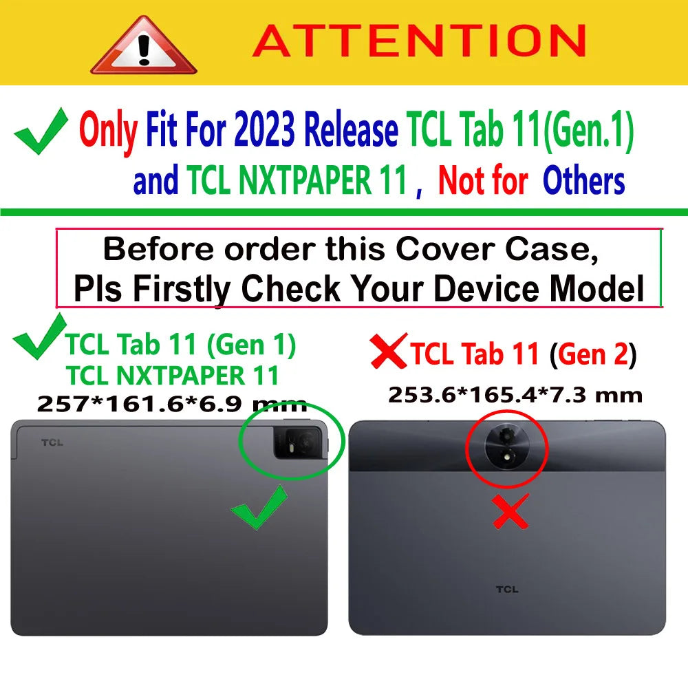 Deksel til Funda TCL Nxtpaper Tab 11 9466X 9166G 10.95" Smart Tablet Case Tri-folded Magnetic PU Leather Hard Cover