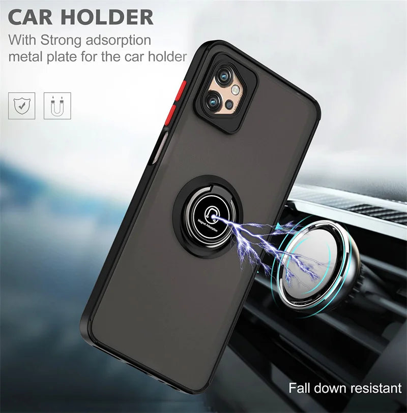 Deksel til Motorola Moto G22 G32 G42 G52 G72 G13 G23 G53 E13 E22 E22i E32 Magnetic Ring Stand Holder Back Cover