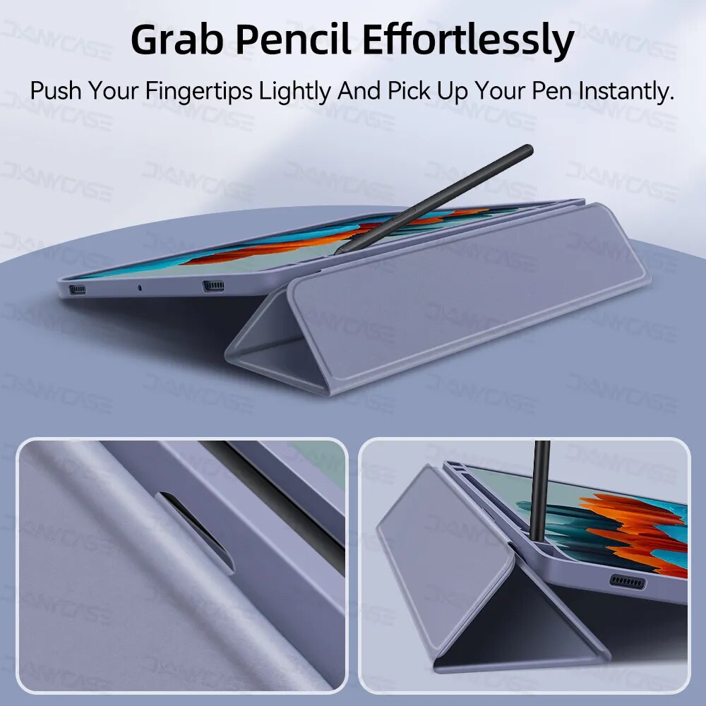Deksel til Samsung Galaxy Tab S7/S8/S9 11 in for S6 Lite 10.4 S7 FE S8 S9 Plus 12.4 S8 S9 Ultra 14.6 med penneholder