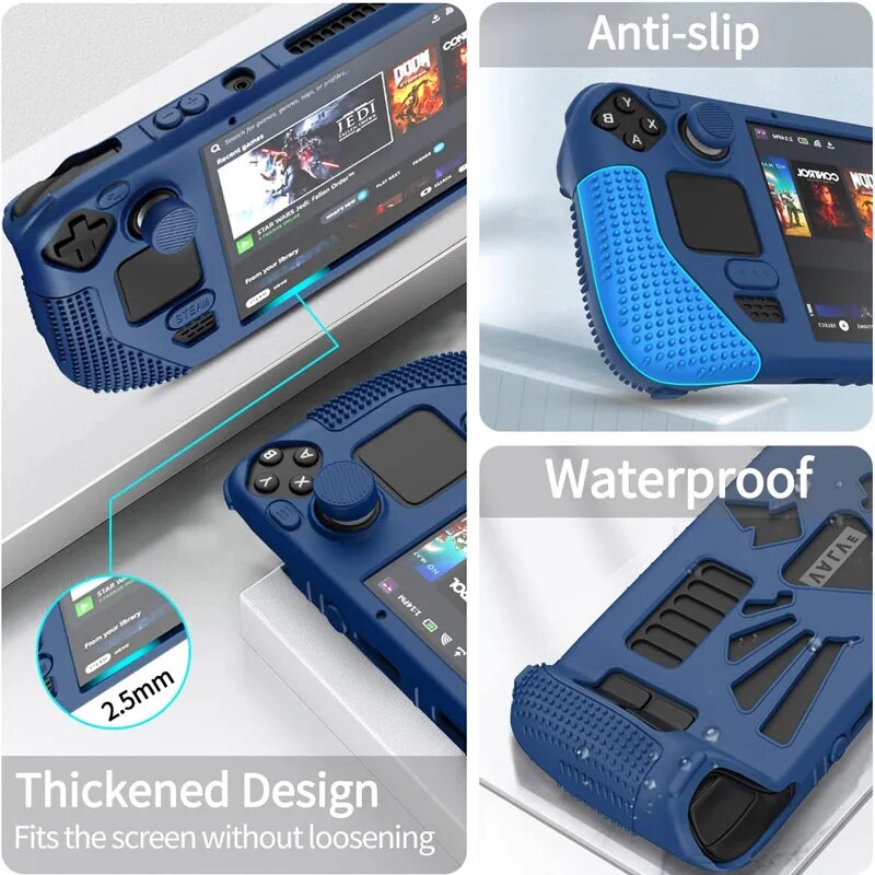 Deksel til Soft Silicone Protective Case for Valve Steam Deck Game Console Anti-drop Shock Proof Frame with 4 Rocker Caps