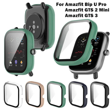 Deksel til Xiaomi Huami Amazfit Bip U/U Pro/GTS 3/GTS 2 Mini Watch Protector PC+Tempered Glass Case Shell