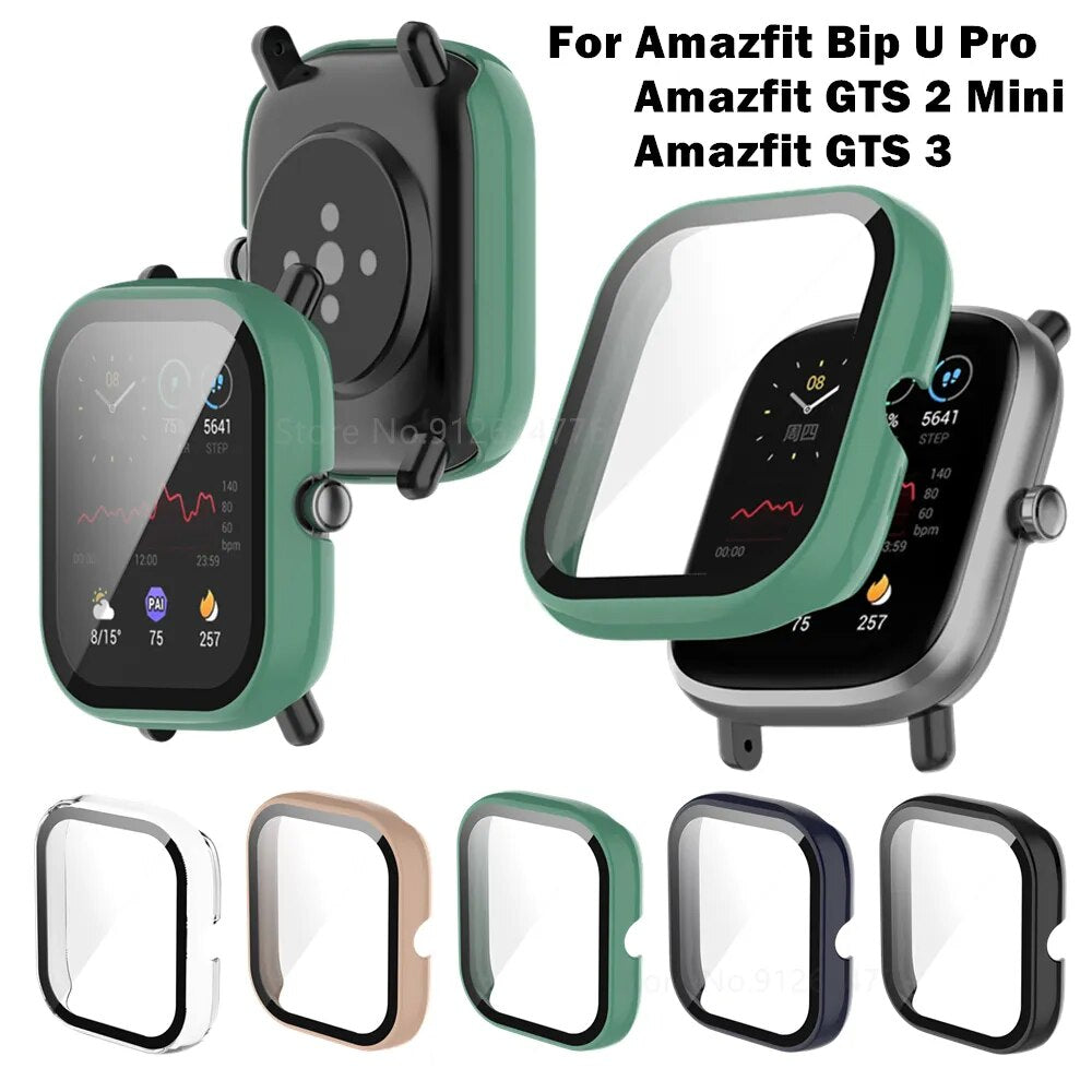 Deksel til Xiaomi Huami Amazfit Bip U/U Pro/GTS 3/GTS 2 Mini Watch beskyttelsesdeksel PC+Tempered Glass deksel Shell