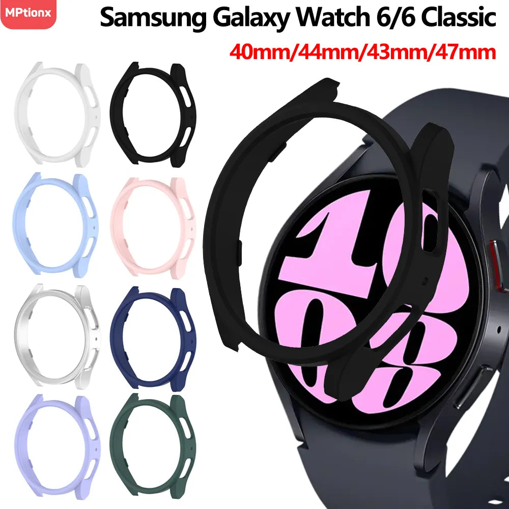 Deksel til Samsung Galaxy Watch 6 Classic 47mm 43mm PC-bumper med skjermbeskytter