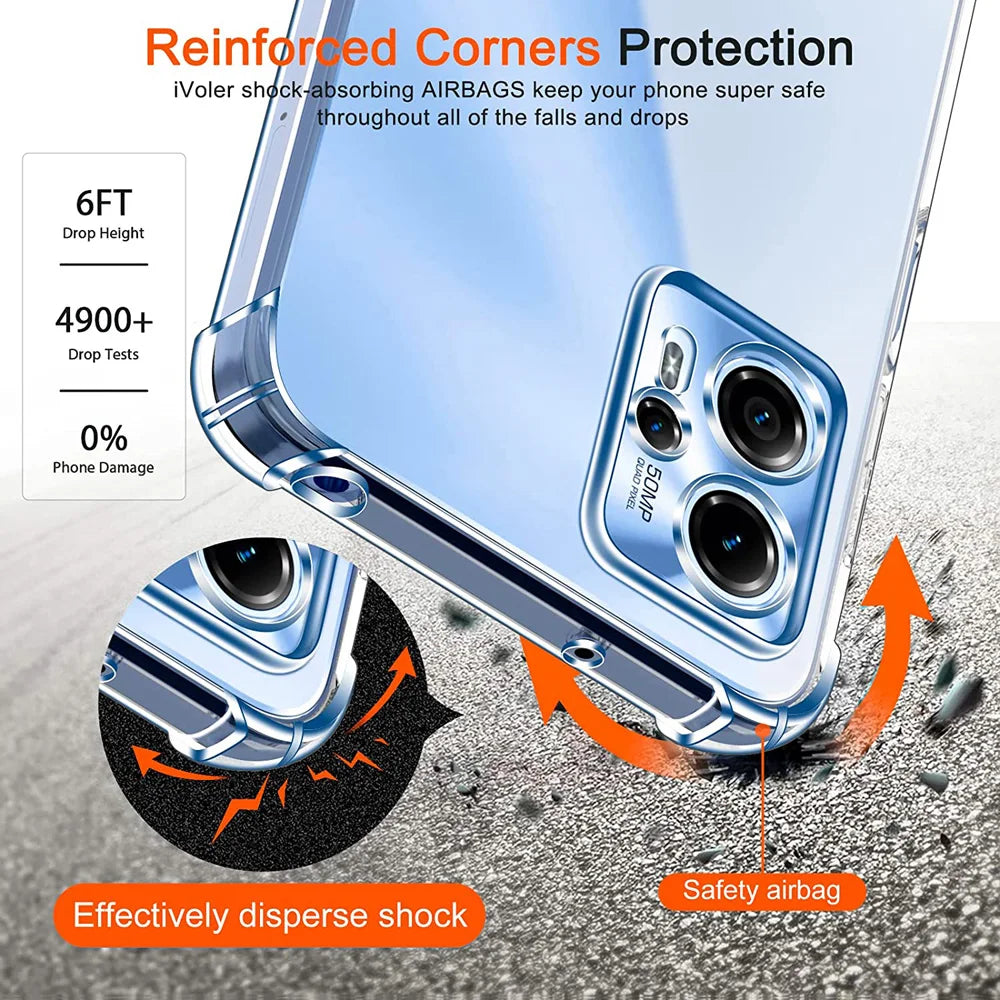 Deksel til Motorola Moto G13 G23 G53 G73 G22 G32 G42 G52 G62 5G G72 G82 Clear Transparent Protector Cover